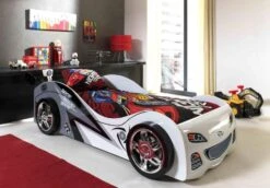 Lit Voiture De Course 90x200 Cm Bois Blanc Rapido -Disney Cars Soldes lit voiture de course 90x200 cm bois blanc car beds 92383