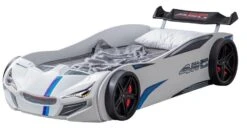 Lit Voiture De Course Avec Phares Mustang Blanc
