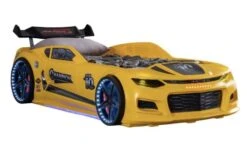 Lit Voiture De Course Champion Racing Jaune Avec Led Et Bruitage 90x190 Cm