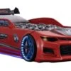 Lit Voiture De Course Champion Racing Rouge Avec Led Et Bruitage 90x190 Cm