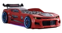 Lit Voiture De Course Champion Racing Rouge Avec Led Et Bruitage 90x190 Cm