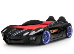 Lit Voiture De Course Noir Speedo 90x190 Cm