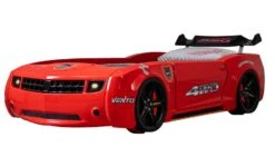 Lit Voiture De Course Rouge Avec Phares Fusion 90x190 Cm