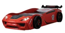Lit Voiture De Course Rouge Avec Phares Rino 90x190 Cm