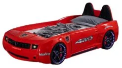 Lit Voiture De Course Rouge Full Options Fusion 90x190 Cm