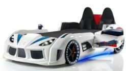 Lit Voiture De Sport Blanc à Led Avec Effets Sonores Competition 90x190 Cm 2