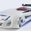 Lit Voiture Enfant Futuriste Blanche à Led Avec Effets Sonores 90x190 Cm