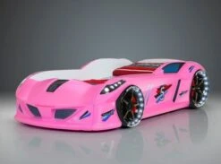Lit Voiture Formule 1 Rose à Led Et Bruitage 90x190 Cm