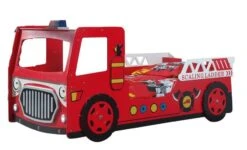 Lit Voiture Pompier 90x200 Cm Bois Laqué Rouge Cara -Disney Cars Soldes lit voiture pompier 90x200 cm bois laque rouge car beds 5420070207676 201941