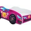 Lit Voiture Racing Rose 70x140 Cm - Sommier Et Matelas Inclus