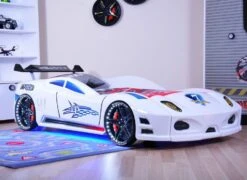 Lit Voiture Turbo V7 Blanche à Led