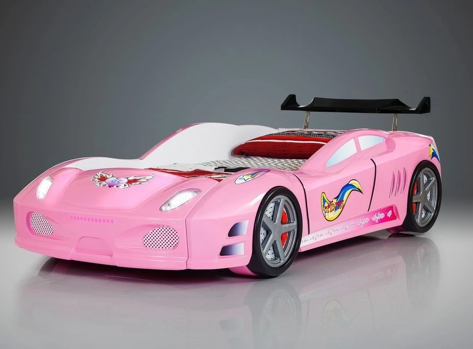 Lit Voiture Turbo V7 Rose à Led 3 Lit Voiture Turbo V7 Rose à Led