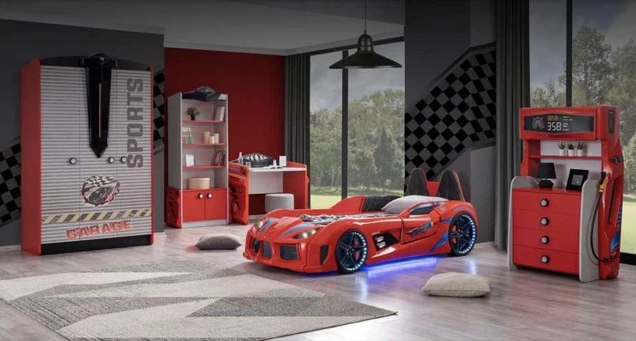 Lit Voiture Turbo V7 Rouge à Led 10 Lit Voiture Turbo V7 Rouge à Led – Image 8