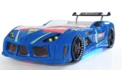 Lit Voiture Turbo V8 Bleu à Led 90x190 Cm