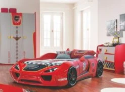 Lit Voiture De Sport Rouge à Led Avec Effets Sonores Racing 90x190 Cm -Disney Cars Soldes lit voiture vento rouge 568890