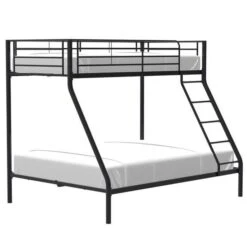 Lits Superposés En Métal - Noir - Sommiers Inclus - 90/140 X 190 Cm - BRUCE