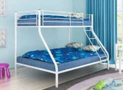 Lits Superposés Métal Blanc 90 Et 140x190cm Vito