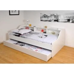 PALMA Lit Enfant Contemporain Mélaminé Blanc - L 90 X L 190 Cm -Disney Cars Soldes palma lit enfant contemporain melamine blanc l 90 x l 190 cm 3514230018621 454261