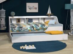 PALMA Lit Enfant Contemporain Mélaminé Blanc - L 90 X L 190 Cm