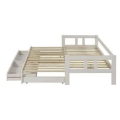 TIANA Lit Gigogne Enfant Contemporain En Bois Pin Massif Verni Blanc - L 90 X L 190 Cm -Disney Cars Soldes tiana lit gigogne enfant contemporain en bois pin massif verni blanc l 90 x l 190 cm 3428156003732 453423